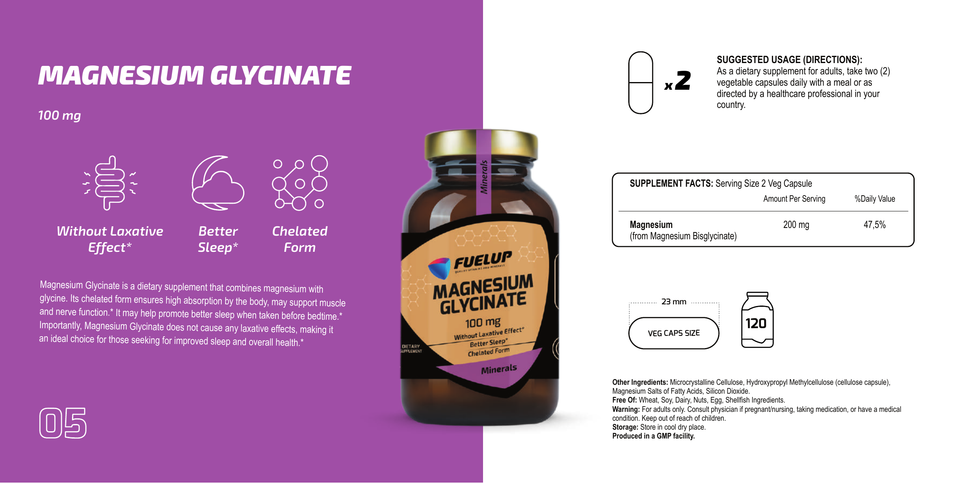 FUELUP - Magnesium Glycinate 100 mg / 120 veg caps - Image 4