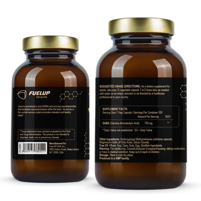 FUELUP - GABA 750 mg, 100 veg caps - Image 2