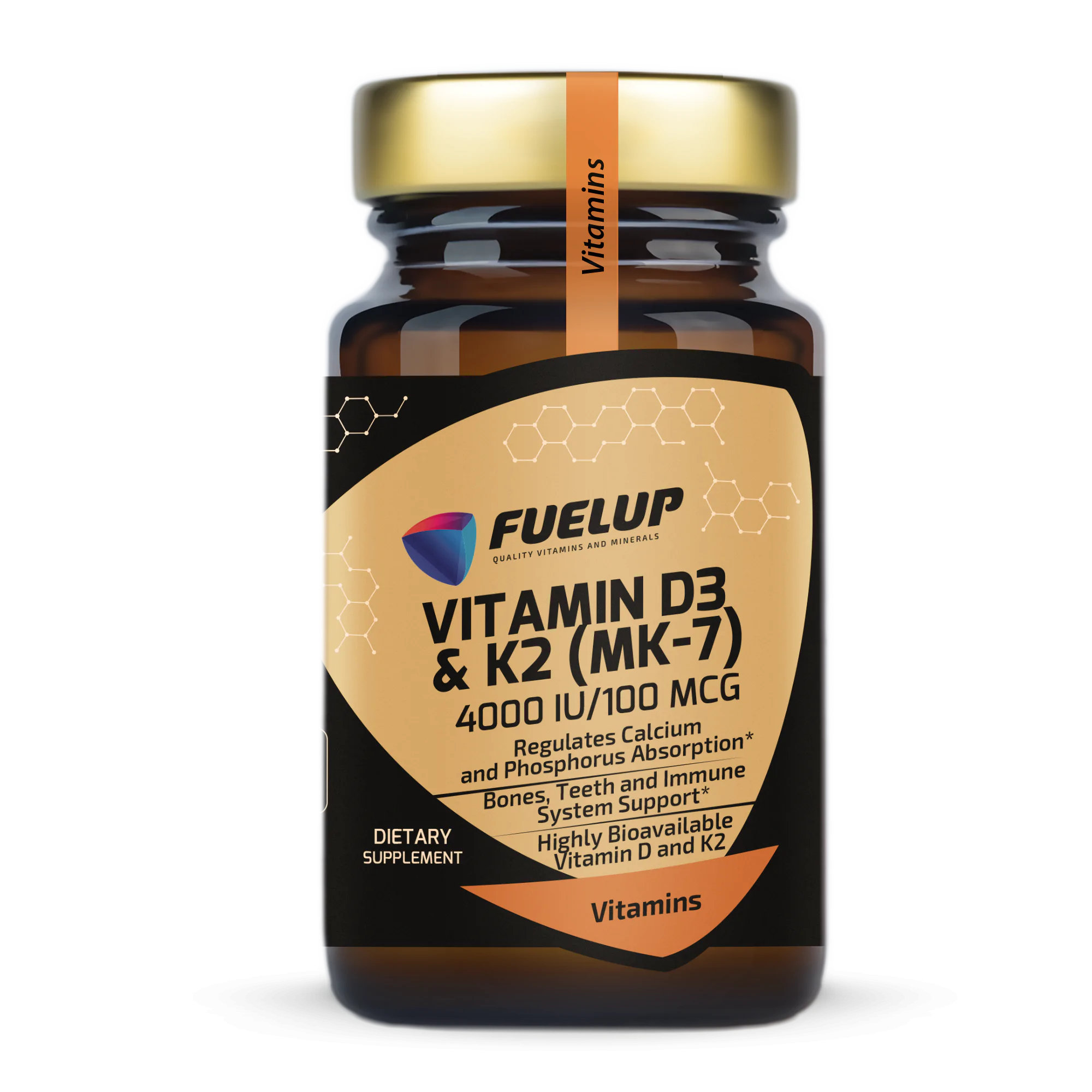 FUELUP - Vitamin D3&K2 4000 & 100 IU/MCG, 120 veg softgels