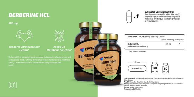 FUELUP - Berberine HCL 500 mg, 60 veg caps - Image 4
