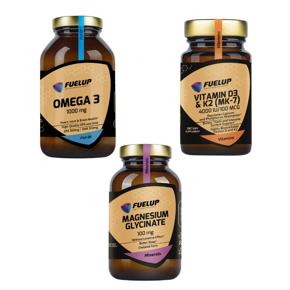 FuelUp Foundation Stack: Vitamin D3&K2 + Omega-3 + Magnesium Glycinate